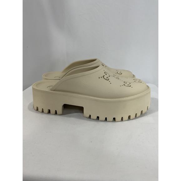 Gucci 'Gg' White Rubber Sandals Size 8 - Picture 4 of 5